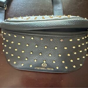 Michael Kors Black Crossbody Bag with Gold Studs